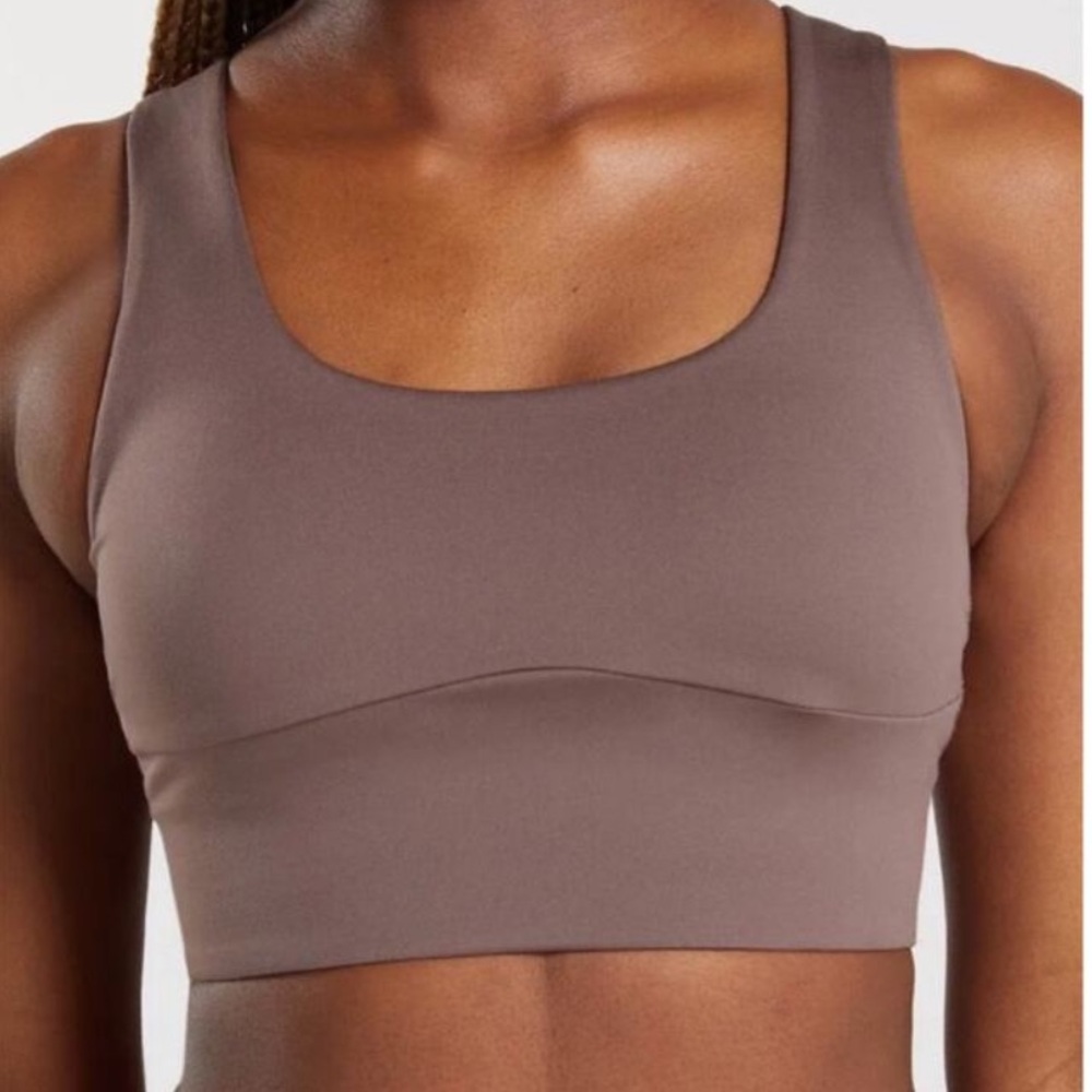 New Gymshark Long Line Sports Bra, Truffle Brown, Size Medium